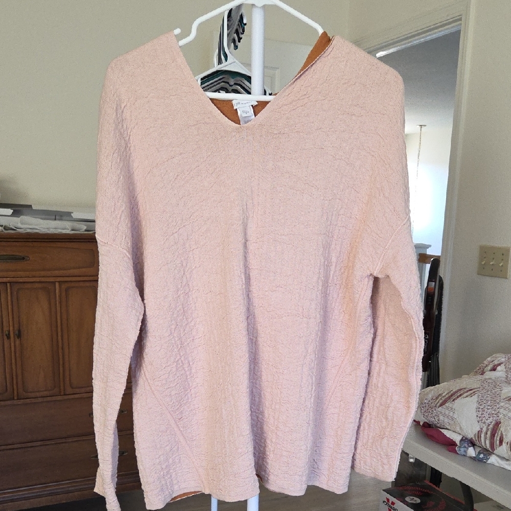 J. Jill Hooded Oversize Cotton Pullover Hoodie Size Medium Reversible